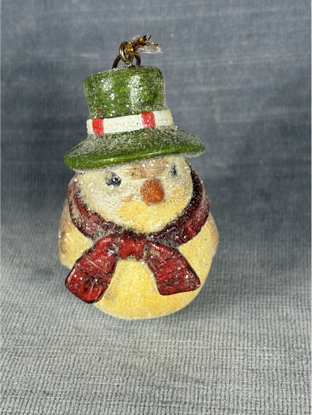 Kirkland Signature Winter Bird Ornament Green Hat Red Scarf Glittered